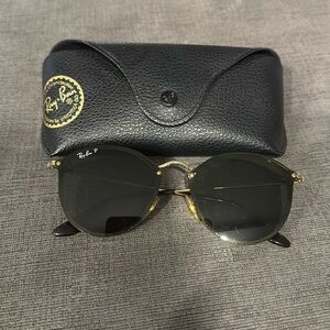 Polarized Black & Gold round rimless Ray-Ban sunglasses